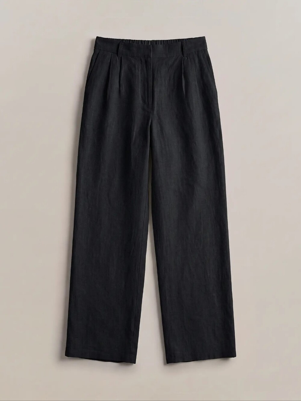 Quince European Linen Pleated Trouser, Black Size 14